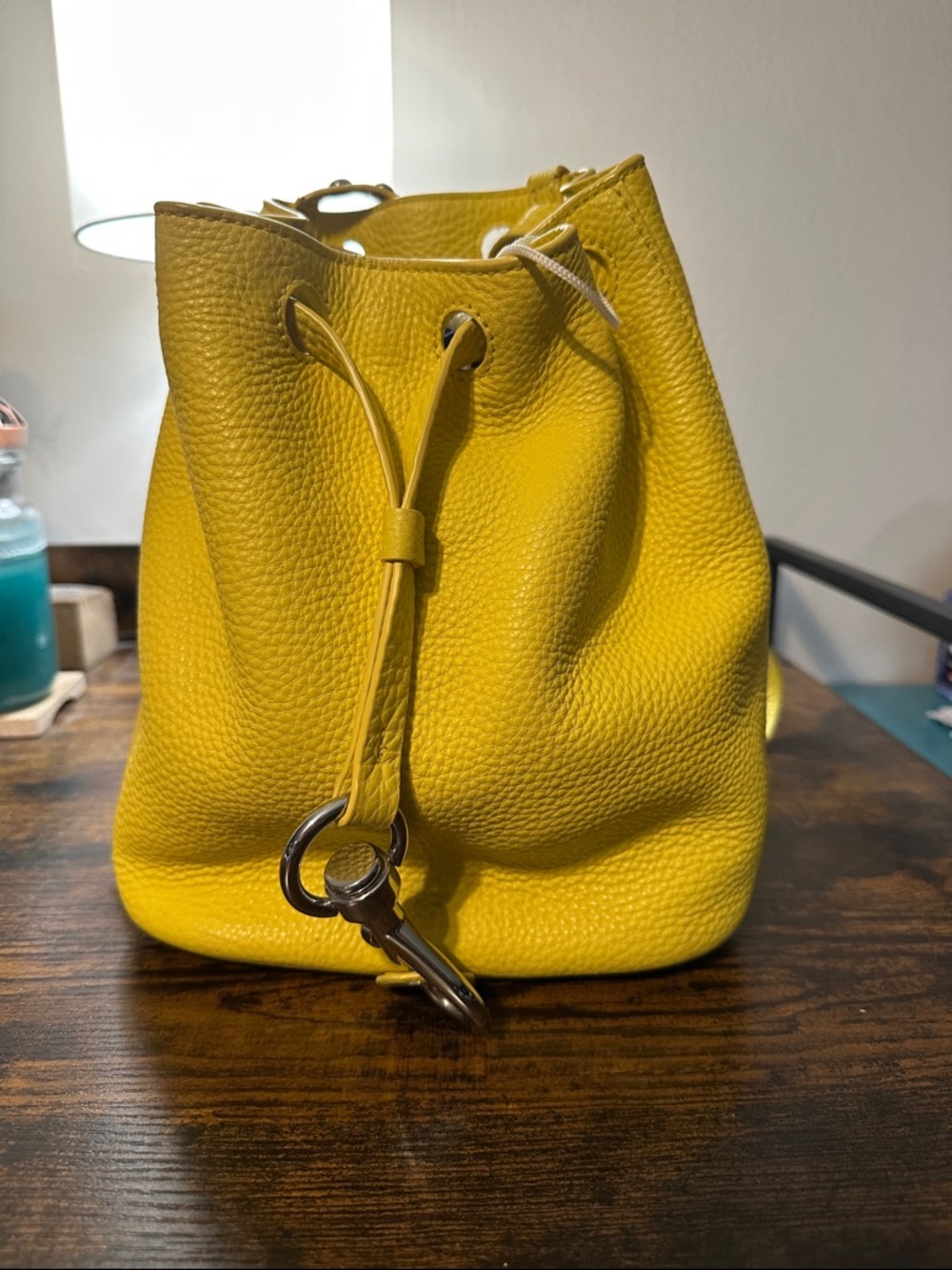 Rebecca Minkoff Yellow Pebbled Leather Drawstring Mini Backpack